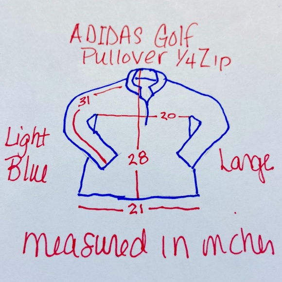 Adidas Golf 1/4 Zip Pullover with Thumb Holes. Light Blue Large. - Picture 8 of 11